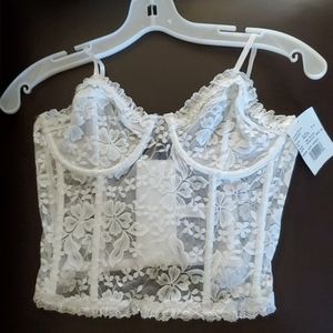 White Bustier Corset Bra Top NWT